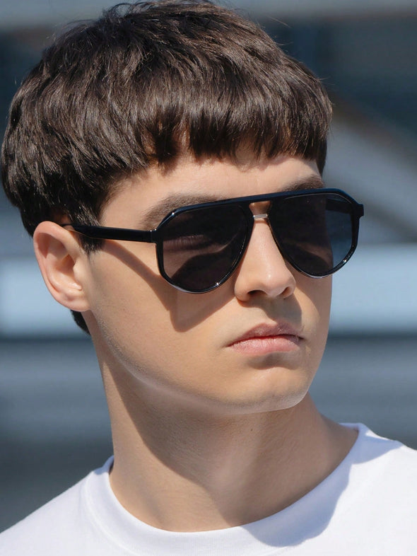 1pair Men Square Frame Fashion Glasses Travel Accessories