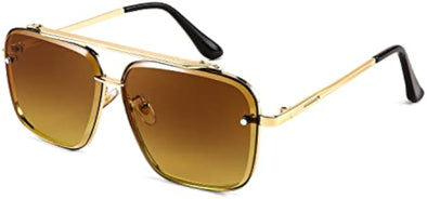JOLLYNOVA Sunglasses, Fashion Square Pilot Sunglasses, Vintage Metal Gradient Glasses for Men and Women, B4104