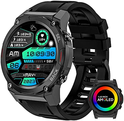 NEKTOM Military Smart Watch DM51 for Men(Answer/Make Call) 1.43" AMOLED Always On Display Rugged Outdoor Tactical Smartwatch Waterproof Fitness Watch with Heart Rate Blood Oxygen Sleep Monitor for Android iOS