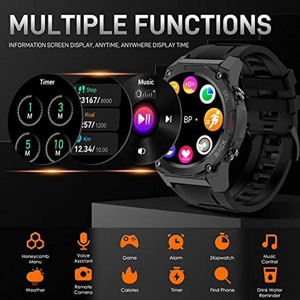 NEKTOM Military Smart Watch for Men Waterproof Fitness Watch DM51