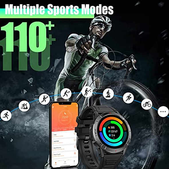 NEKTOM Military Smart Watches NY10 for Men with Bluetooth Call 1.43" AMOLED Always On Display Rugged Outdoor Tactical Smartwatch with Heart Rate Blood Pressure Sleep Monitor Sports Fitness Watch for Android iOS