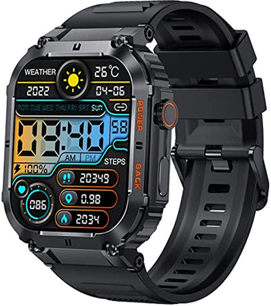 Nektom Military Smart Watches K57 1.96” HD Big Screen Rugged Outdoor Sports Watch Fitness Tracker For iPhone Android