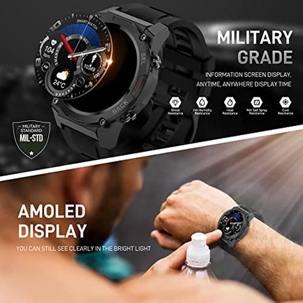 NEKTOM Military Smart Watch for Men Waterproof Fitness Watch DM51