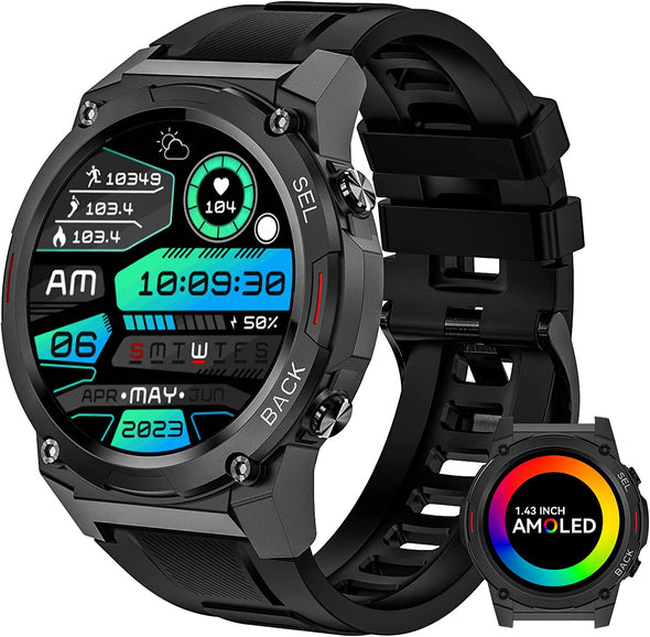 NEKTOM Military Smart Watch for Men Waterproof Fitness Watch DM51