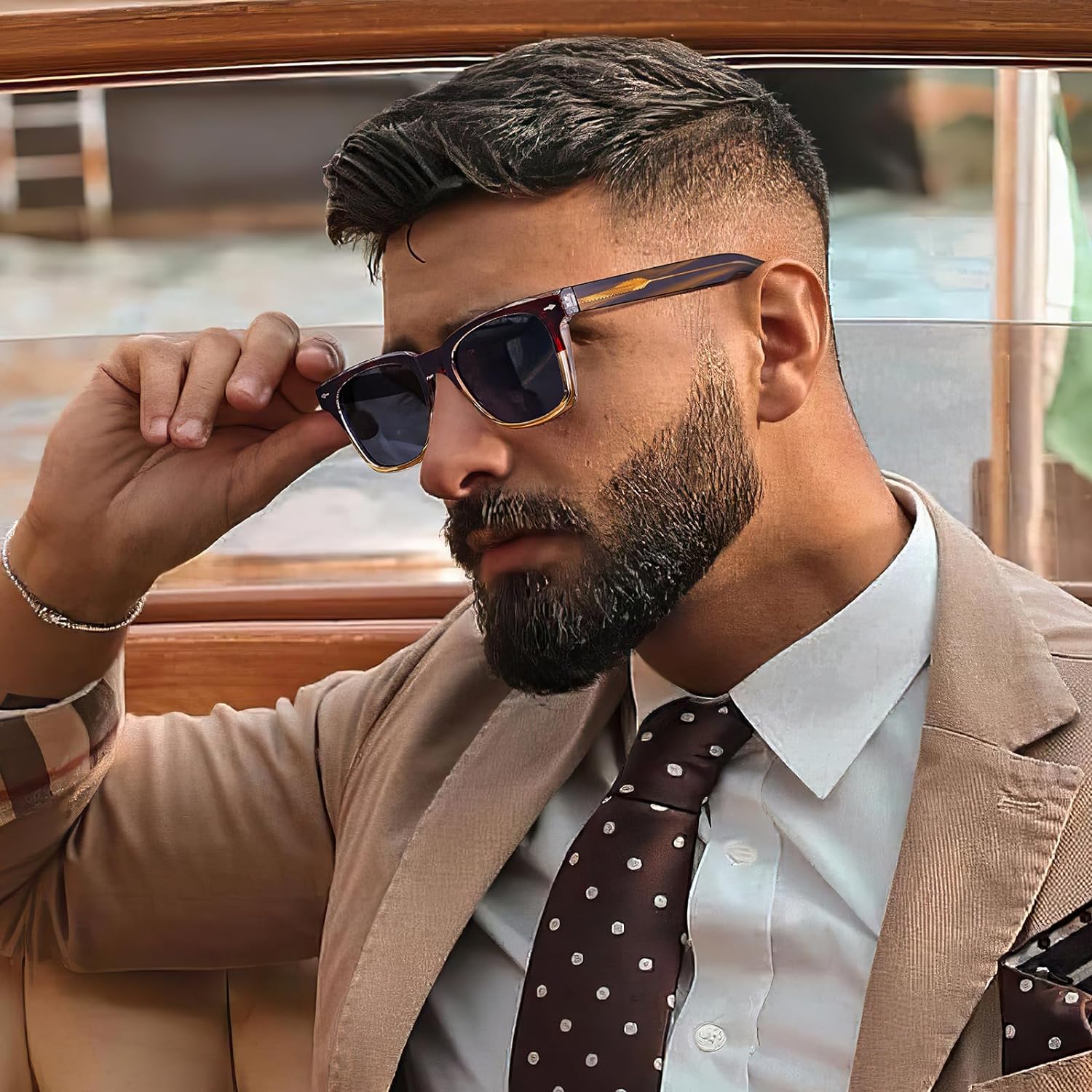 Retro Polarized Sunglasses For Men UV400 Protection Square