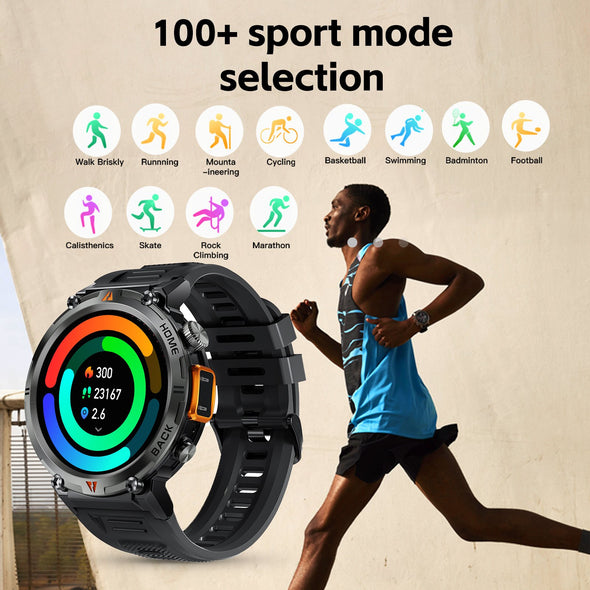 NEKTOM Bluetooth Call Full Touch Screen Health Monitor With Flashlight SmartWatch KE3