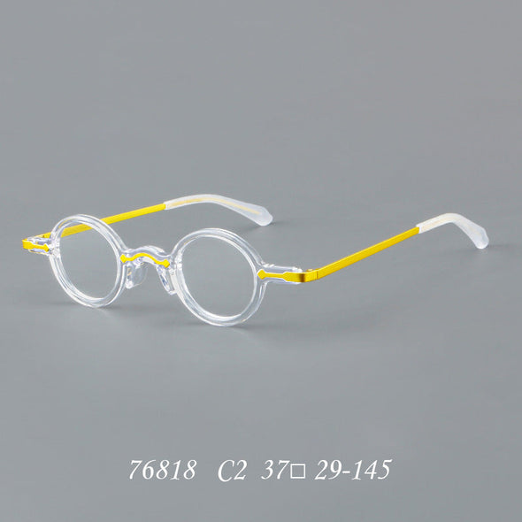 New round frame plate glasses 76818