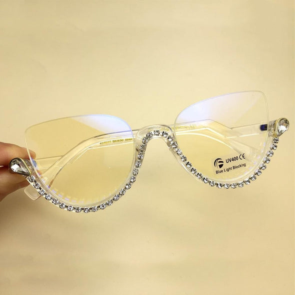 Jennifer Luxury Rhinestone Cat Eye Glasses