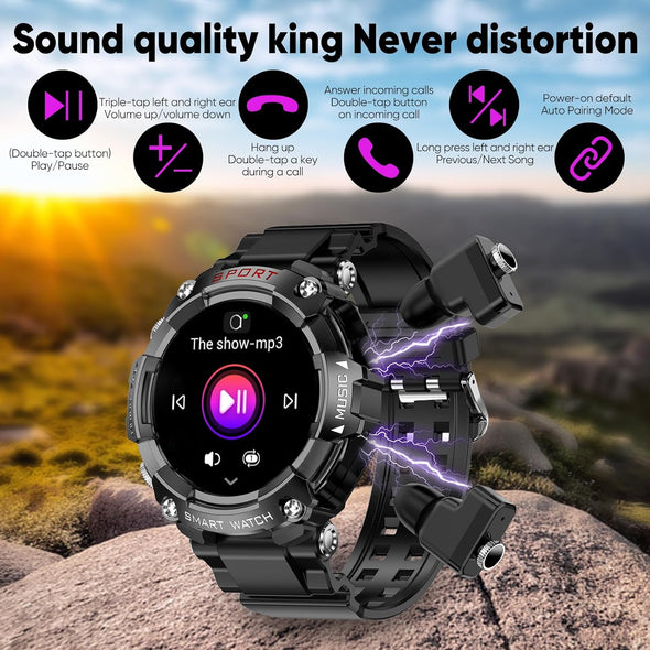 NEKTOM T96 Smart Watch with TWS Earbuds Touch Screen