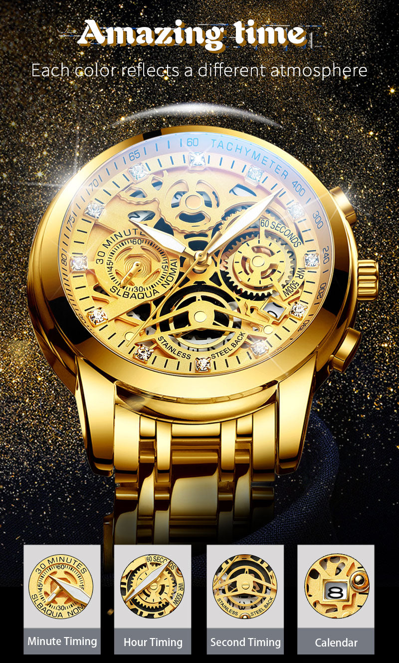 Skeleton Golden For Man Automatic Luxury Brand Waterproof