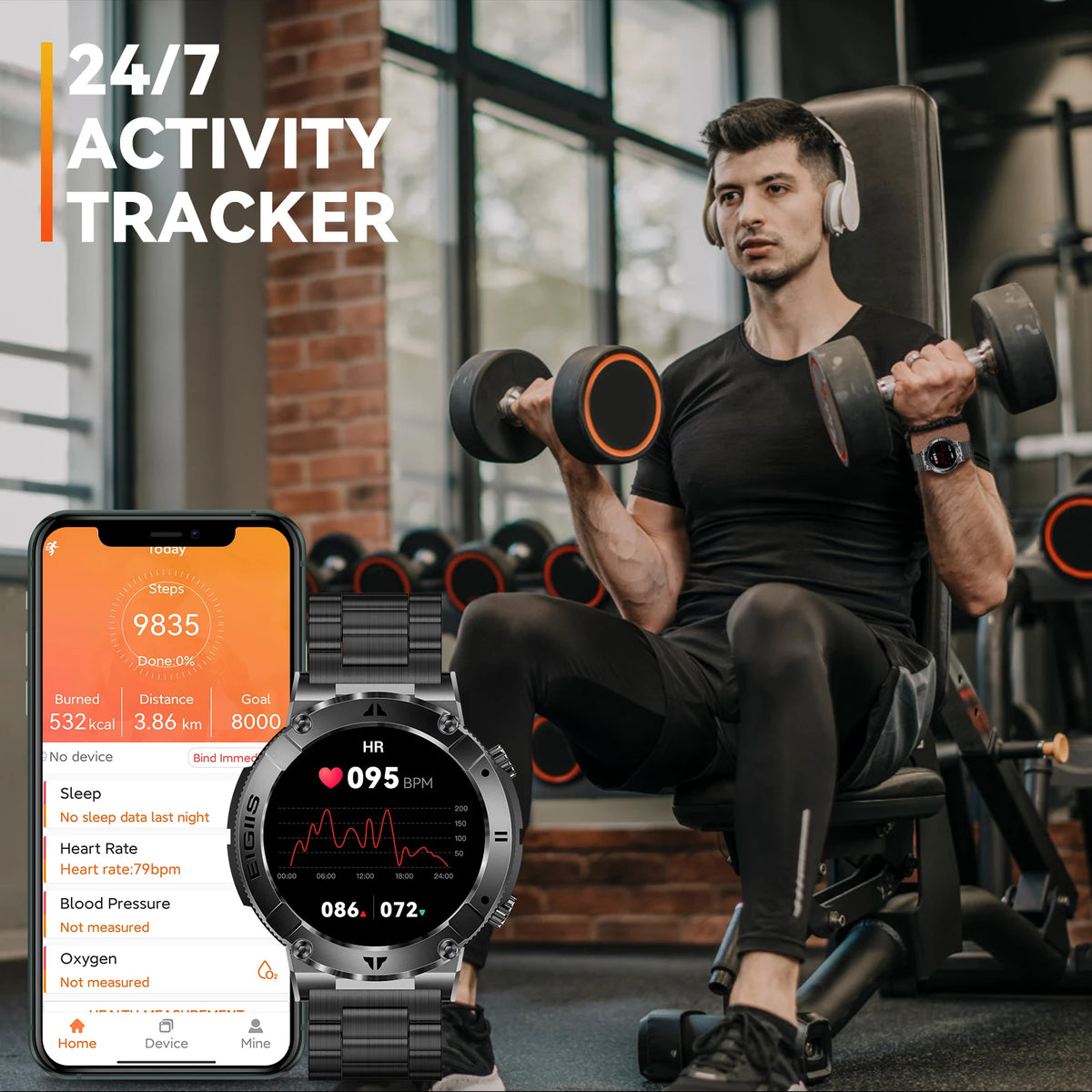 Nektom Smart Watch Men Bluetooth Call Heart Rate Blood Oxygen Monitor