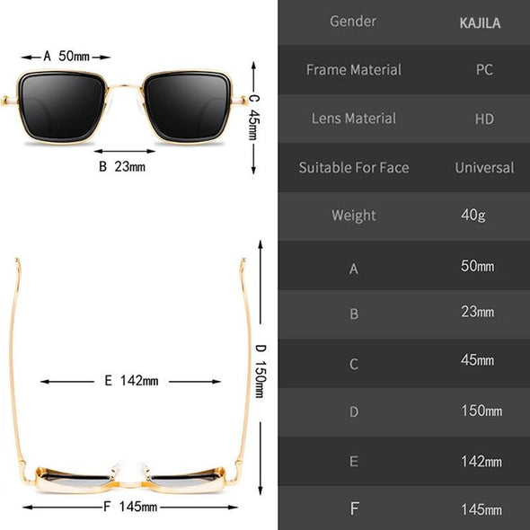 Nektom - Men's Vintage Steampunk Retro Metal Square Sunglasses